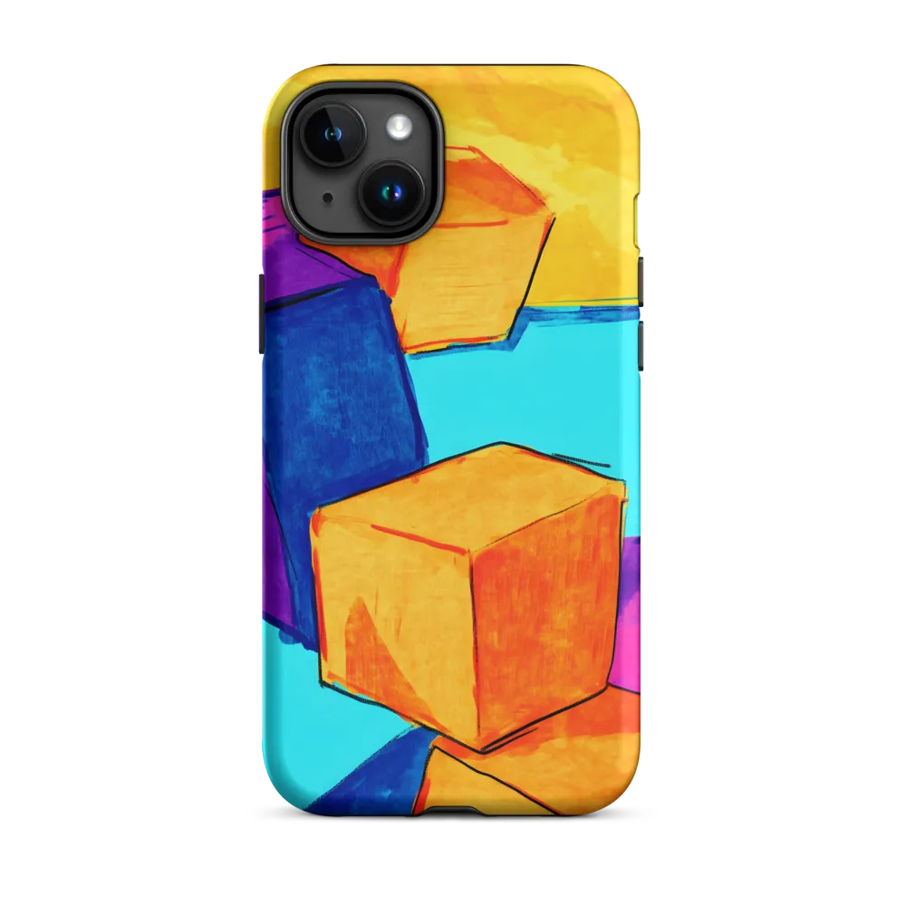 Playful Cubes in Vibrant Harmony | Phone Case |  15 Plus | Tough Case | Matte