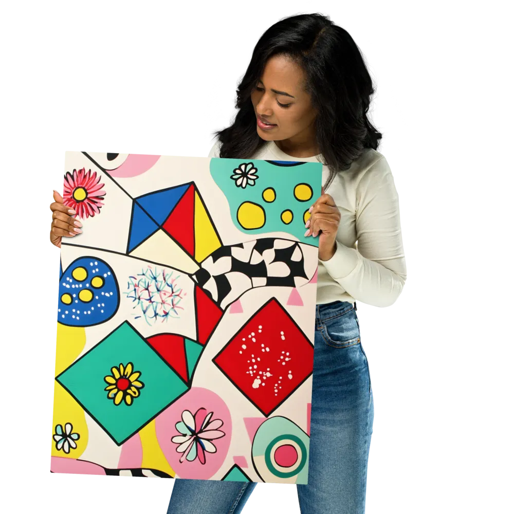 Joyful Geometry: A Playful Dance of Shapes and Colors | Metal Print | 16″×20″