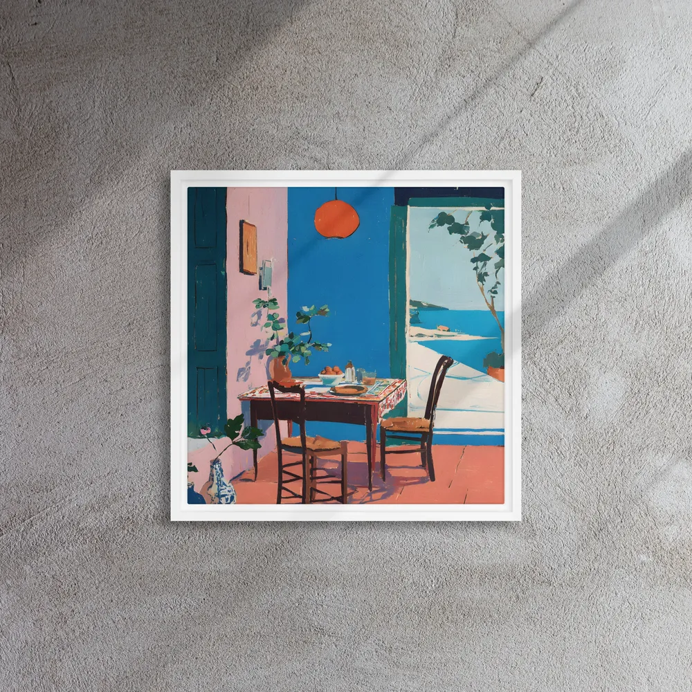 Breakfast by the Sea 
 Canvas with White Frame | 16″x 16″