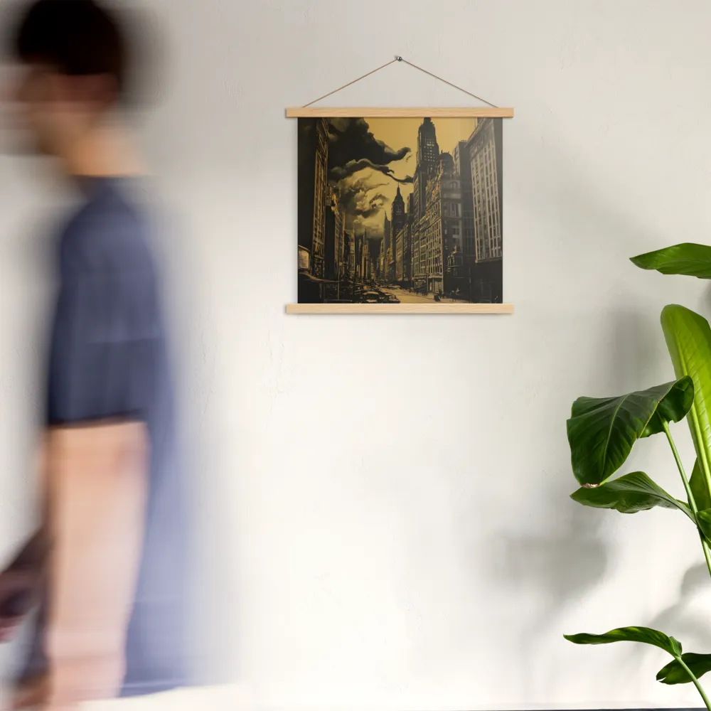 Echoes of a Forgotten Skyline | Poster With Oak Wood Hanger | 18″×18″
