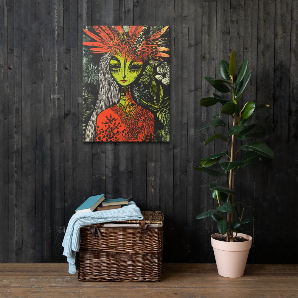 Mystical Flora: A Surreal Portrait | Thin Canvas | 24″×32″