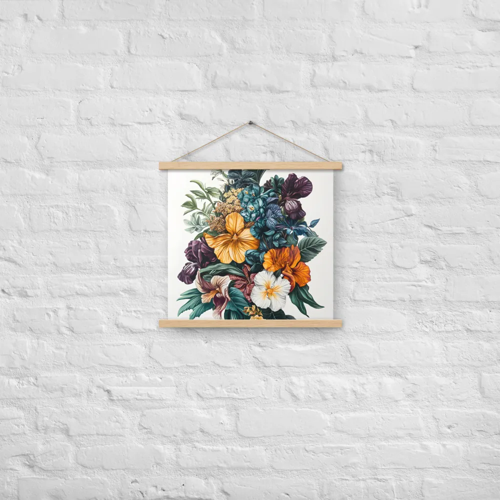 Floral Symphony | Poster With Oak Wood Hanger | 18″×18″