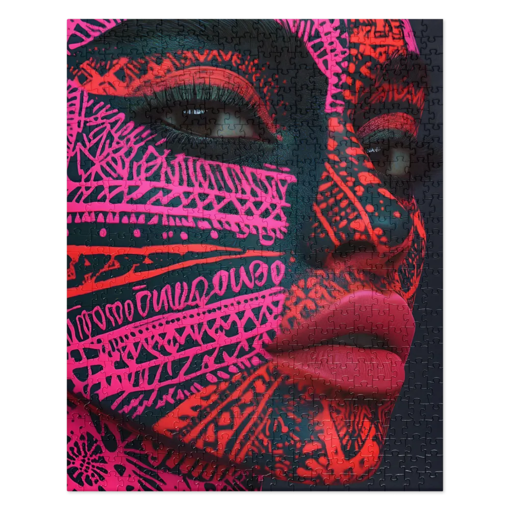 Neon Visage: A Bold Expression of Contemporary Art | Jigsaw Puzzle | 520 pieces