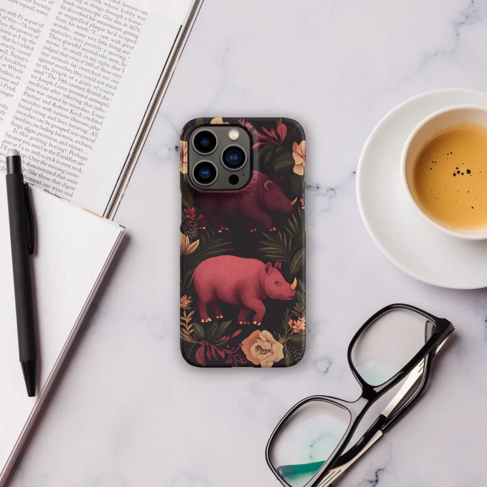 Rhinos in Floral Embrace
