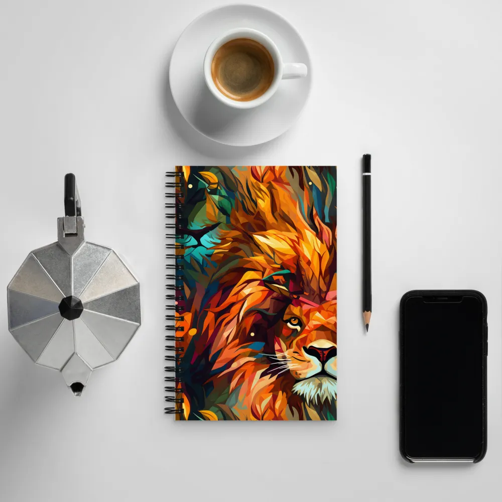 Majestic Gaze: The Polygonal Lion | Spiral Notebook