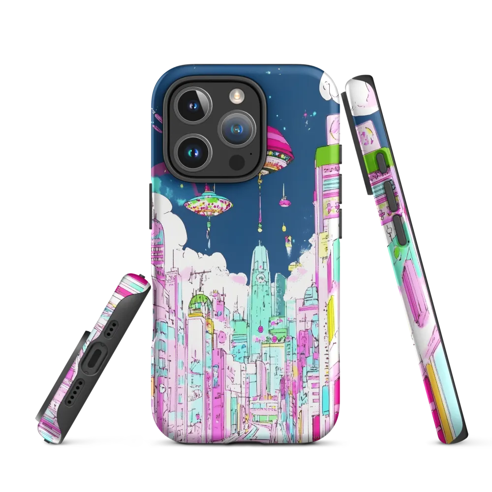Futuristic Cityscape with Floating Structures | Phone Case |  16 Pro | Tough Case | Matte