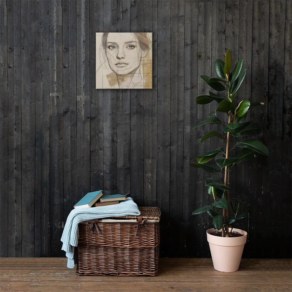 Geometric Elegance: A Modern Portrait | Canvas | 16″×16″