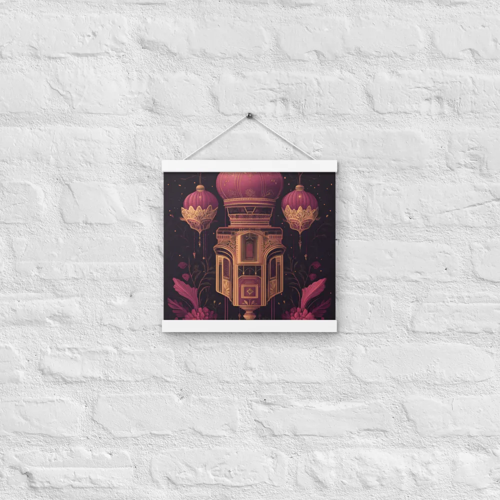Ornate Harmony: A Digital Floral Architecture | Poster With White Wood Hanger | 12″×12″