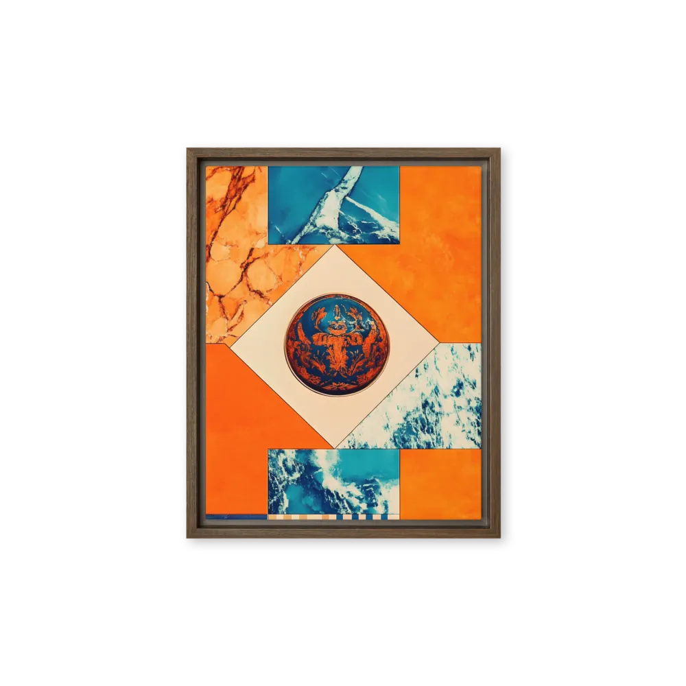 Harmonious Encounters: Abstract Geometry | Canvas with Brown Frame | 11″×14″