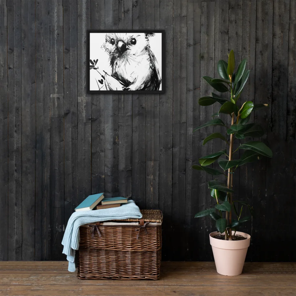 Whimsical Koala in Ink | Canvas with Black Frame | 16″×20″