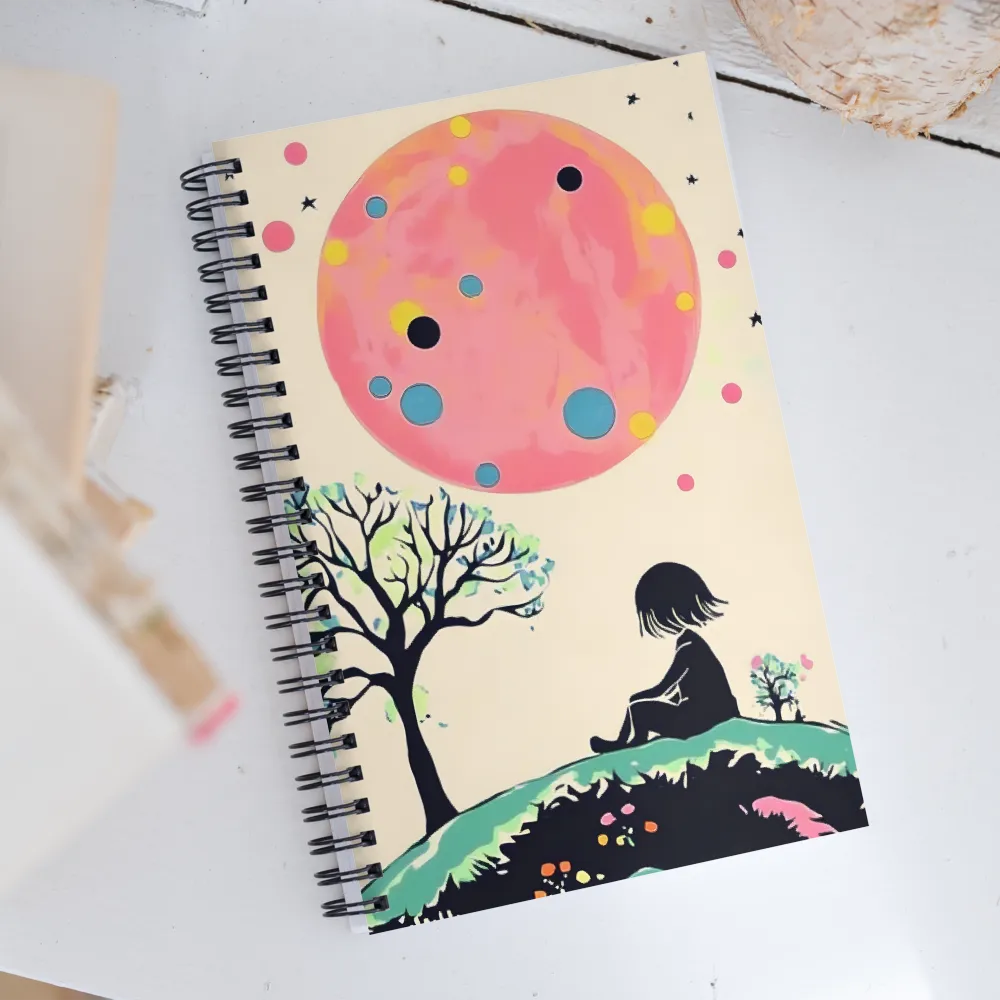 Gazing at the Pink Moon | Spiral Notebook