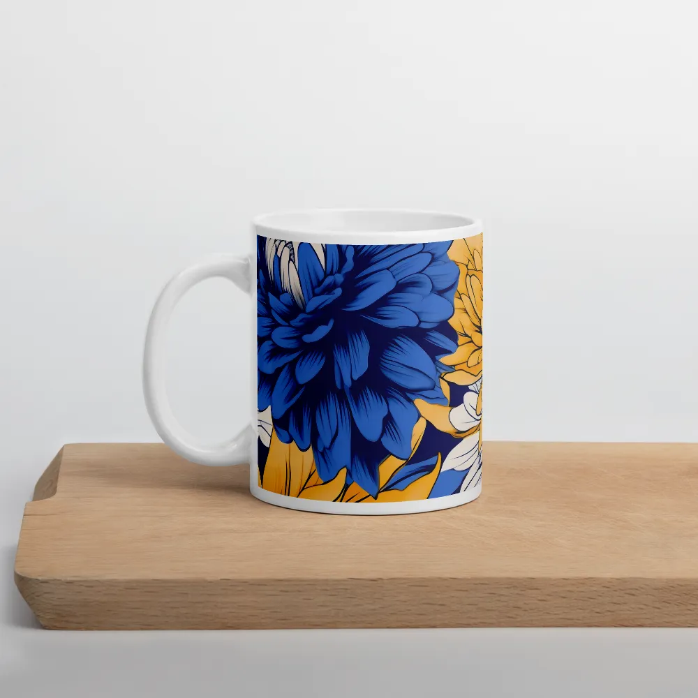 Floral Harmony in Blue and Yellow | Mugs | Multiple Sizes & Colors