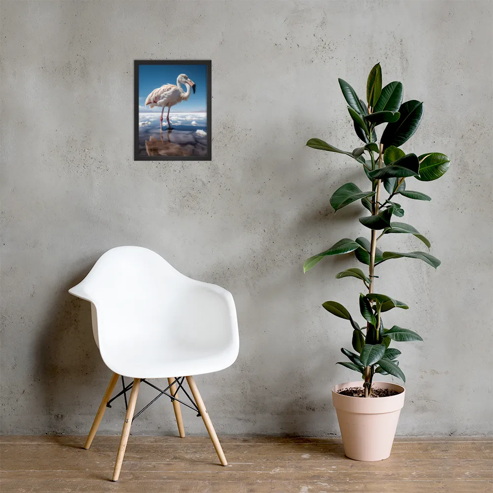 Graceful Solitude of a Flamingo | Poster with Black Frame | 12″×16″