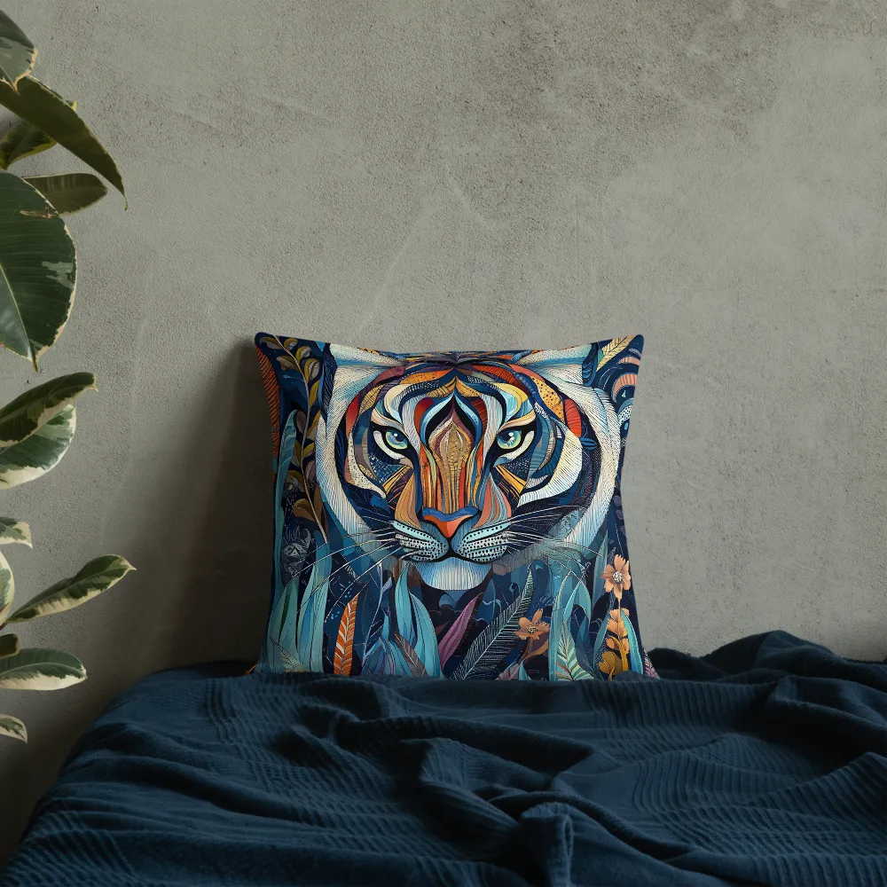 Ornamental Tiger in Teal and Orange