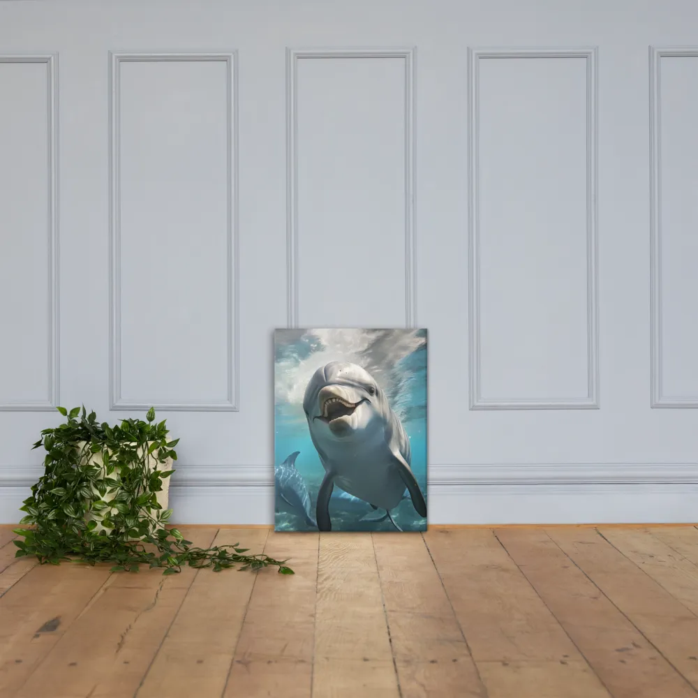 Beneath the Waves: A Dolphin's Dance | Canvas | 18″×24″