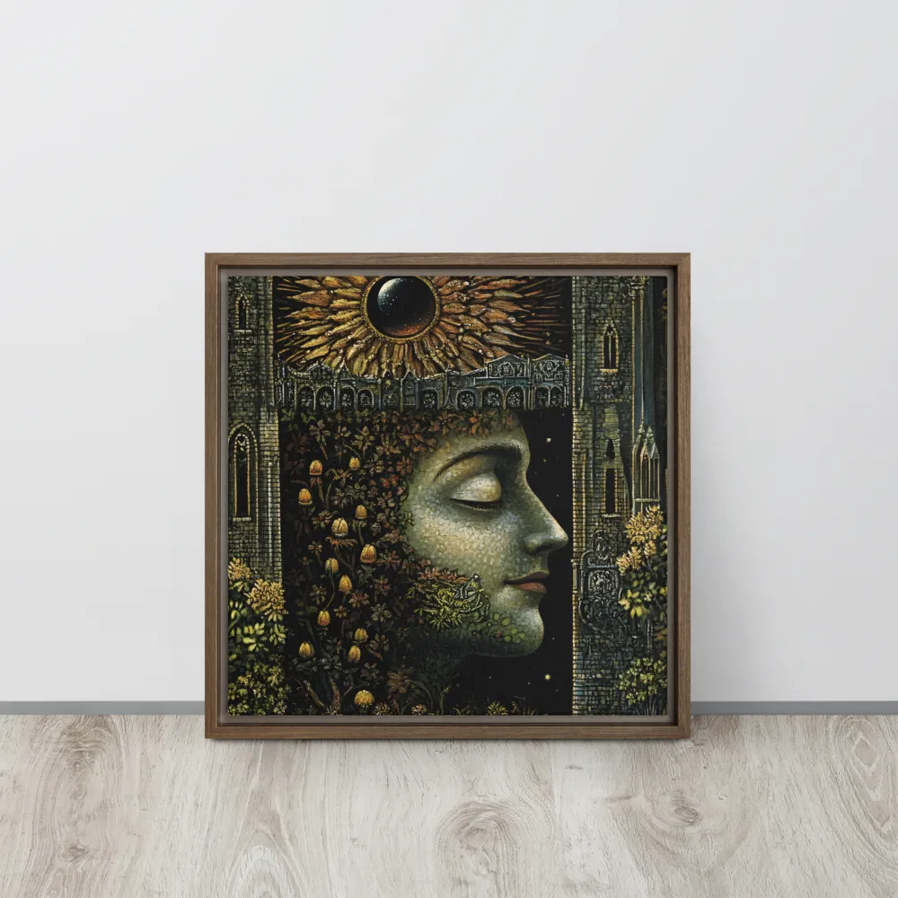 Nature’s Embrace: The Infinite Connection | Canvas with Brown Frame | 16″×16″