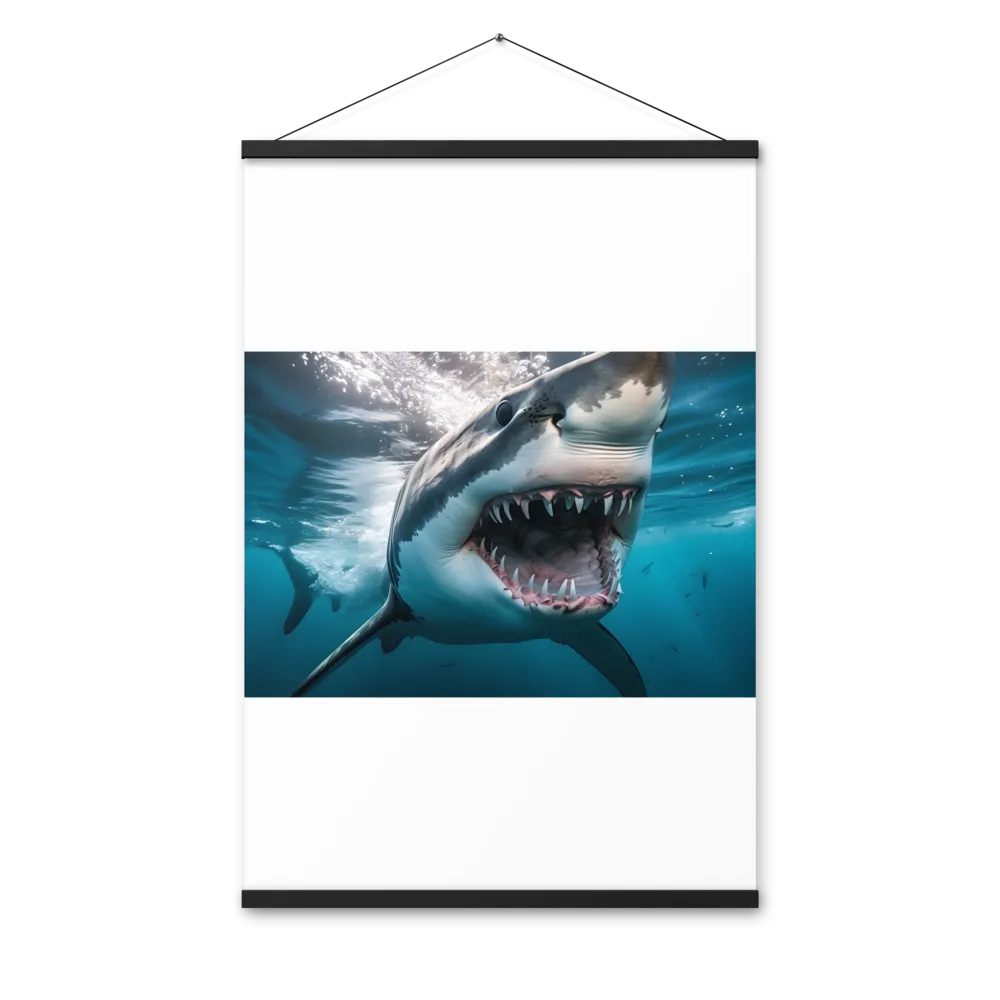 Majesty of the Ocean: The Great White Shark | Poster With Black Wood Hanger | 24″×36″