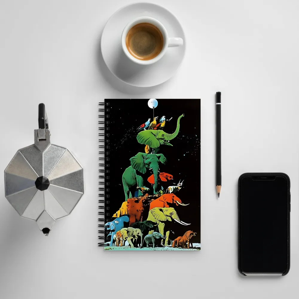 The Playful Tower of Elephants | Spiral Notebook