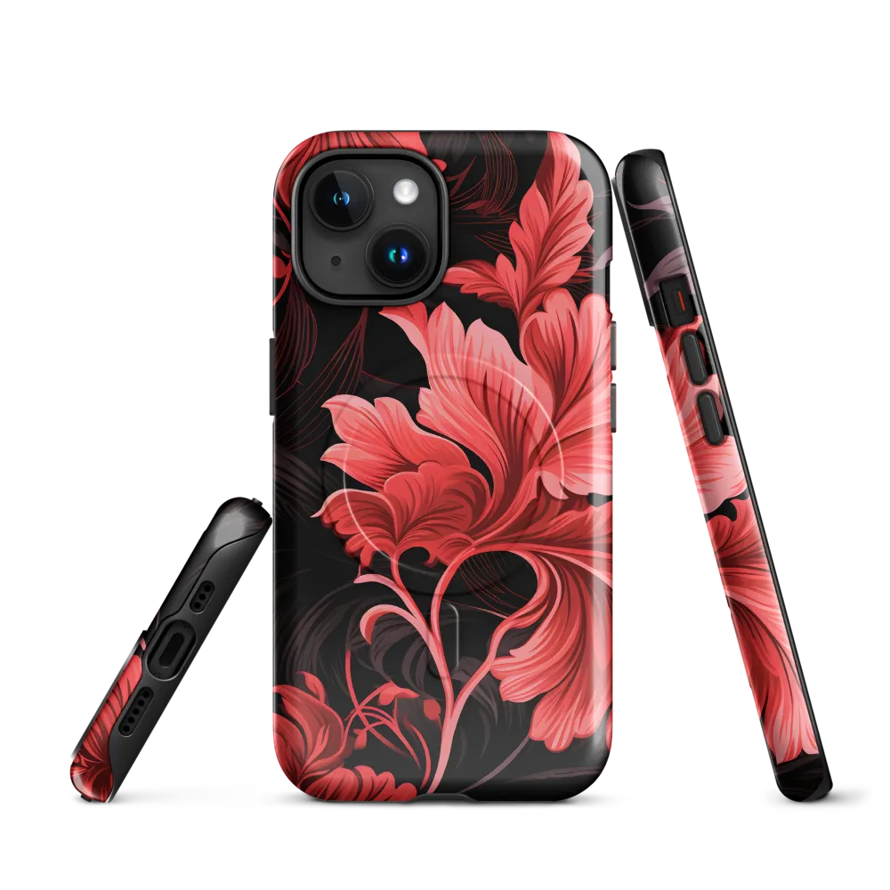 Tropical Elegance in Red | Phone Case |  15 | MagSafe® Tough Case | Glossy