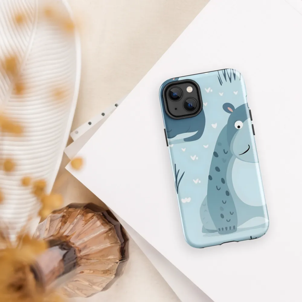 Whimsical Hippo Delight | Phone Case |  14 Plus | Tough Case | Glossy