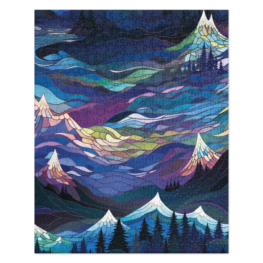 Twilight Peaks: An Abstract Mountain Landscape | Jigsaw Puzzle | 520 pieces