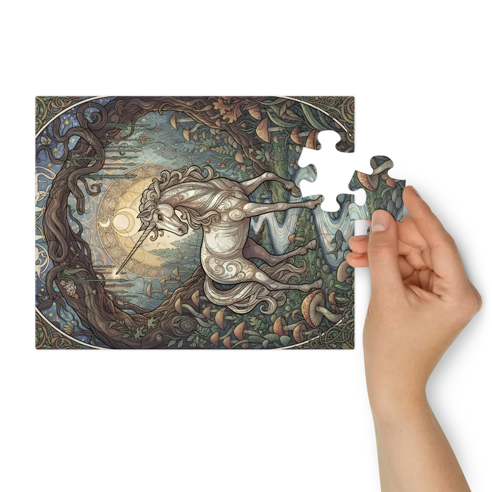 Moonlit Grove Unicorn 
 Jigsaw Puzzle in Tin Box