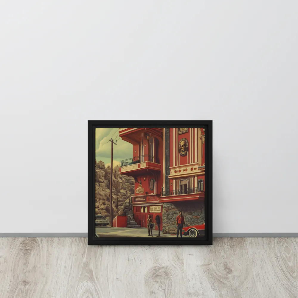 Retro Urban Dreamscape | Canvas with Black Frame | 12″×12″