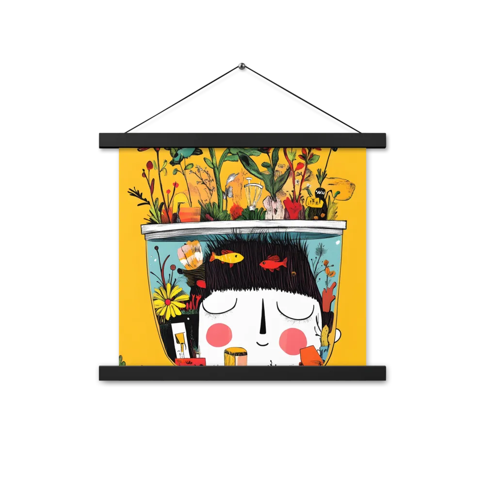 Whimsical Garden Head | Poster With Black Wood Hanger | 14″×14″