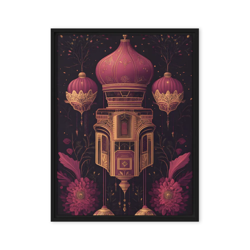 Ornate Harmony: A Digital Floral Architecture | Canvas with Black Frame | 24″×32″