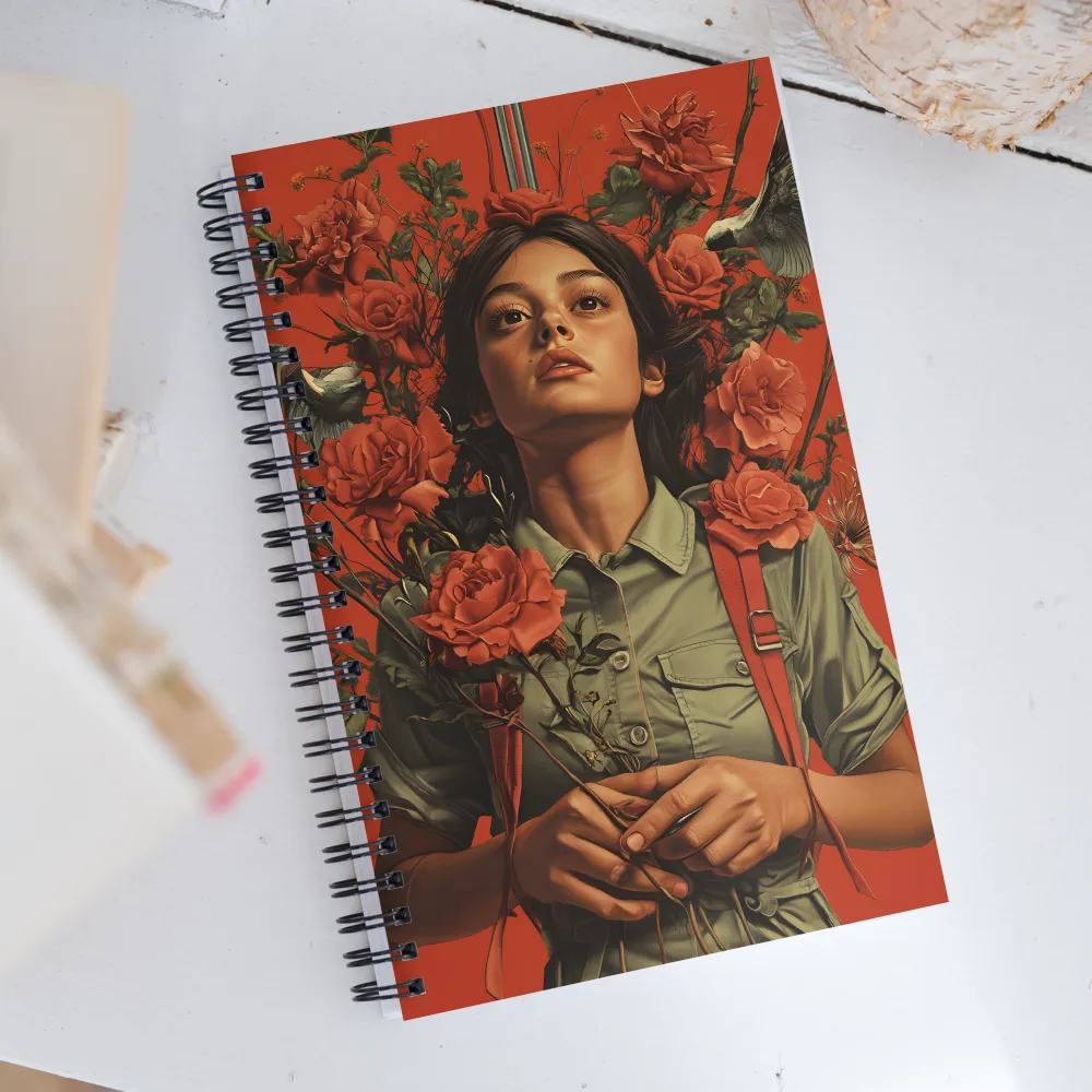 Harmony and Strength: A Portrait Among Roses | Spiral Notebook