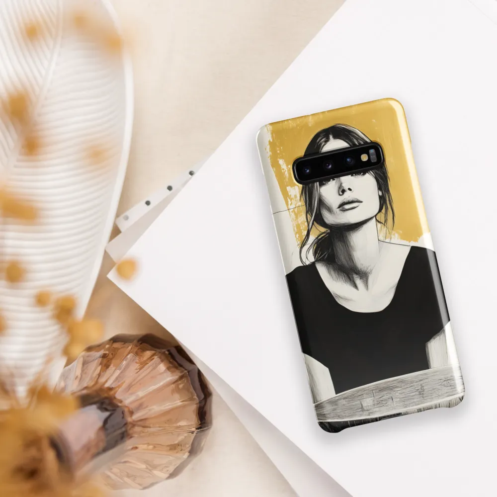 Golden Serenity: A Minimalist Portrait | Phone Case |  S10 Plus | Snap Case | Glossy