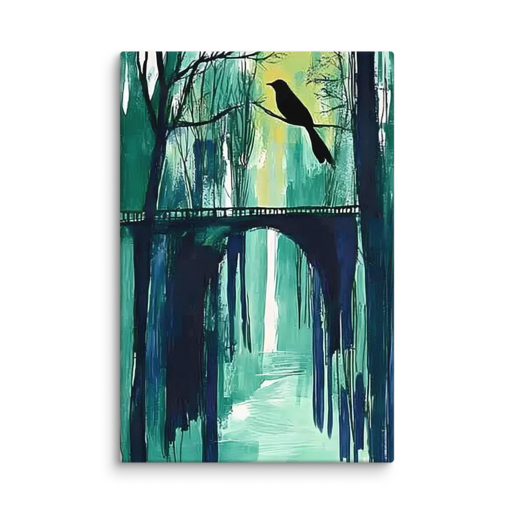 Songbird Over Teal Bridge 
 Canvas | 32″x 48″