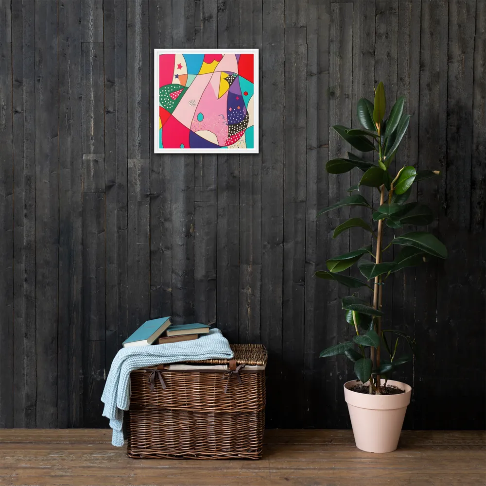 Playful Geometry in Color | Canvas with White Frame | 16″×16″