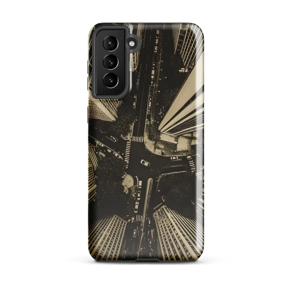 Urban Symphony: Aerial Perspective of City Life | Phone Case |  S21 Plus | Tough Case | Glossy