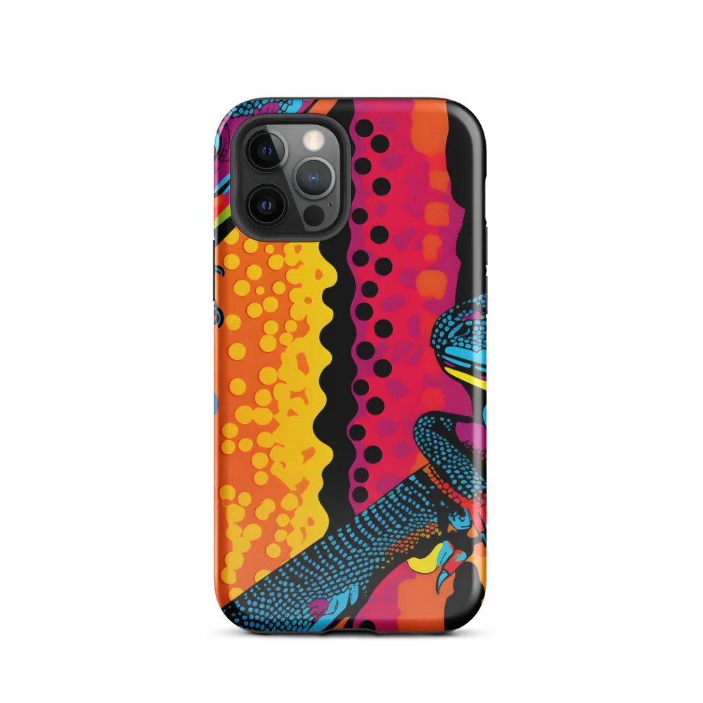Colorful Encounters: The Playful Geckos | Phone Case |  12 Pro | Tough Case | Glossy