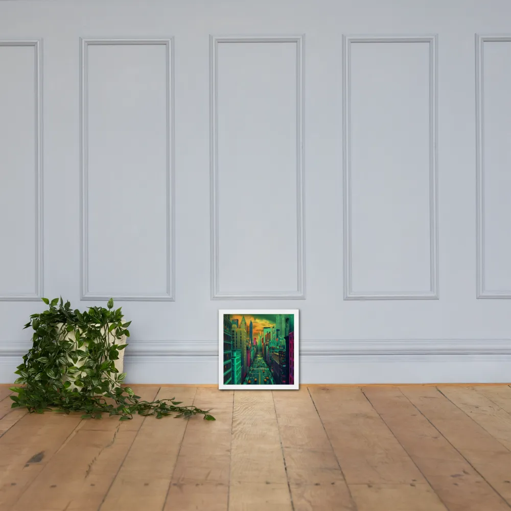 Urban Surrealism: Neon Dreams | Poster with White Frame | 12″×12″