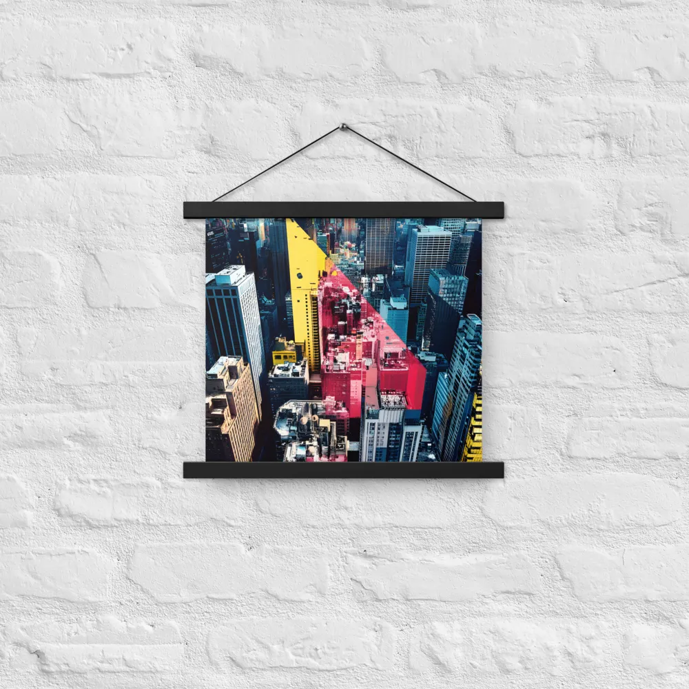 Dynamic Urban Symphony | Poster With Black Wood Hanger | 14″×14″