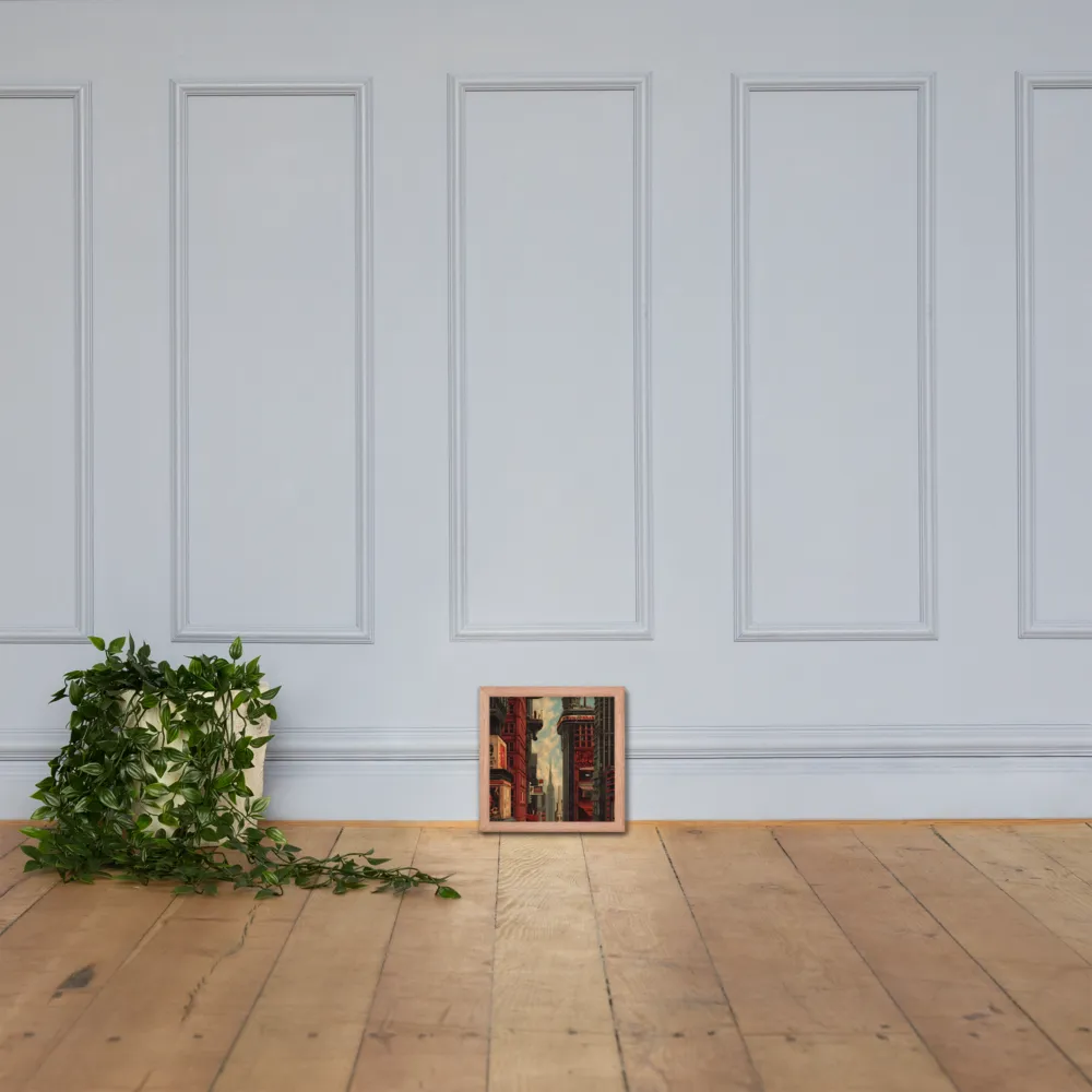 A Glimpse of Tomorrow: Urban Ambition | Poster with Red oak Frame | 10″×10″