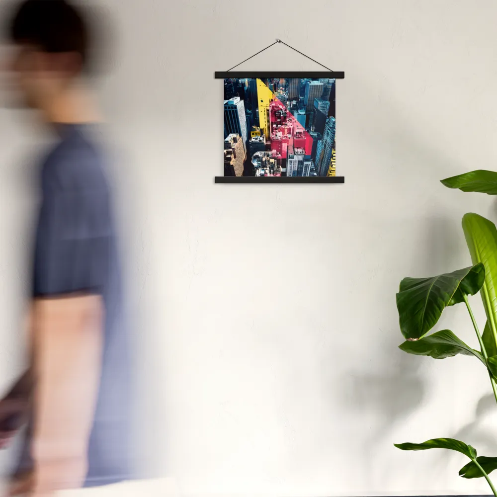 Dynamic Urban Symphony | Poster With Black Wood Hanger | 14″×14″
