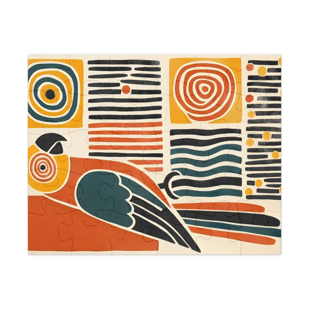 Geometric Parrot 
 Jigsaw Puzzle in Tin Box