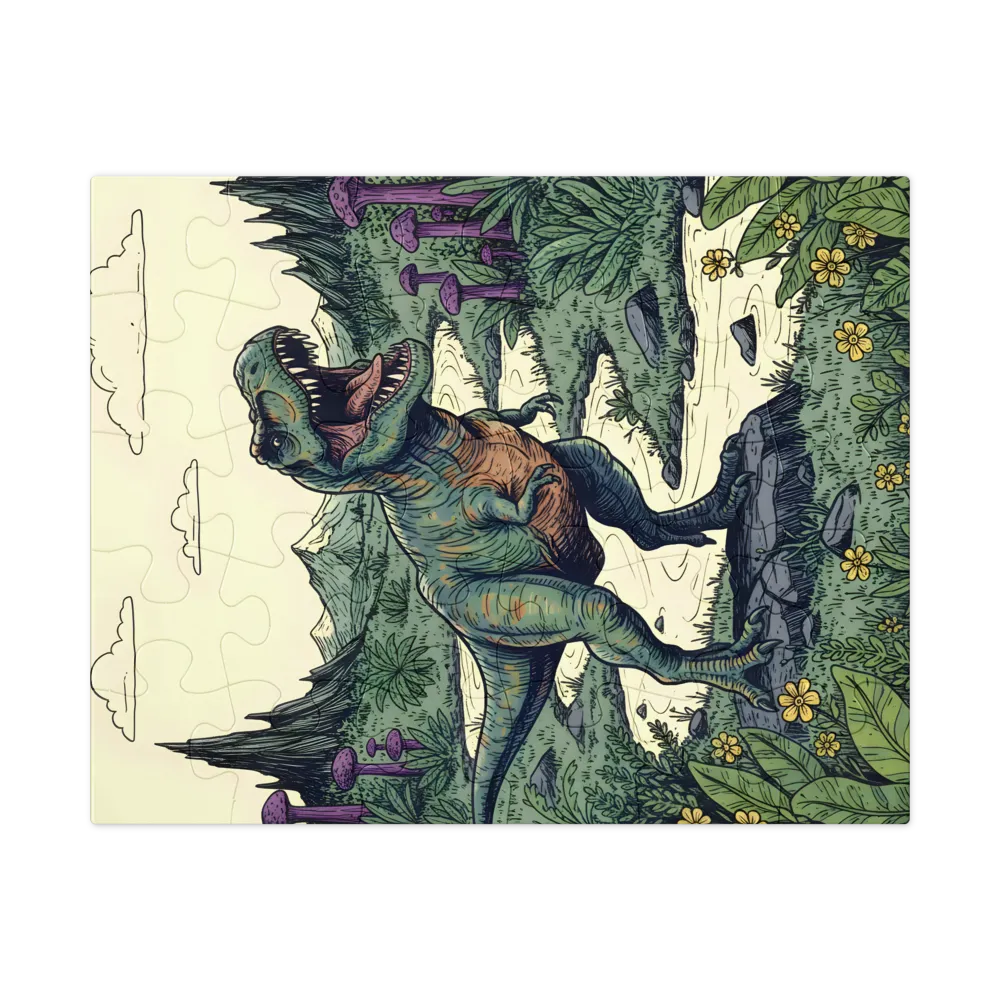 Roaring Tyrannosaurus 
 Jigsaw Puzzle in Tin Box