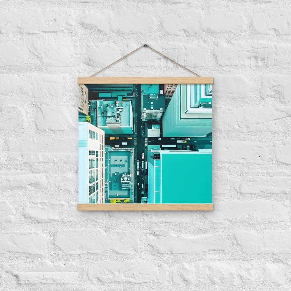 Urban Geometry: Aerial Perspective | Poster With Oak Wood Hanger | 16″×16″