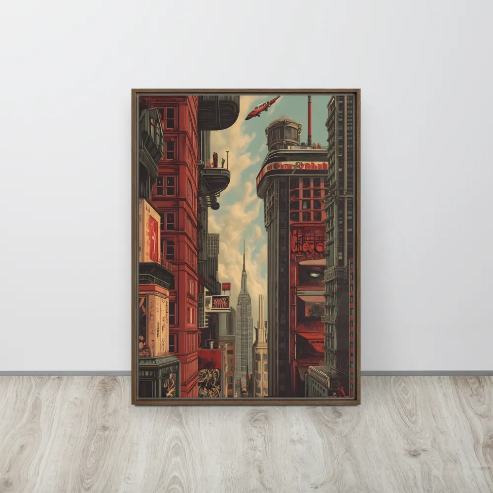 A Glimpse of Tomorrow: Urban Ambition | Canvas with Brown Frame | 20″×28″