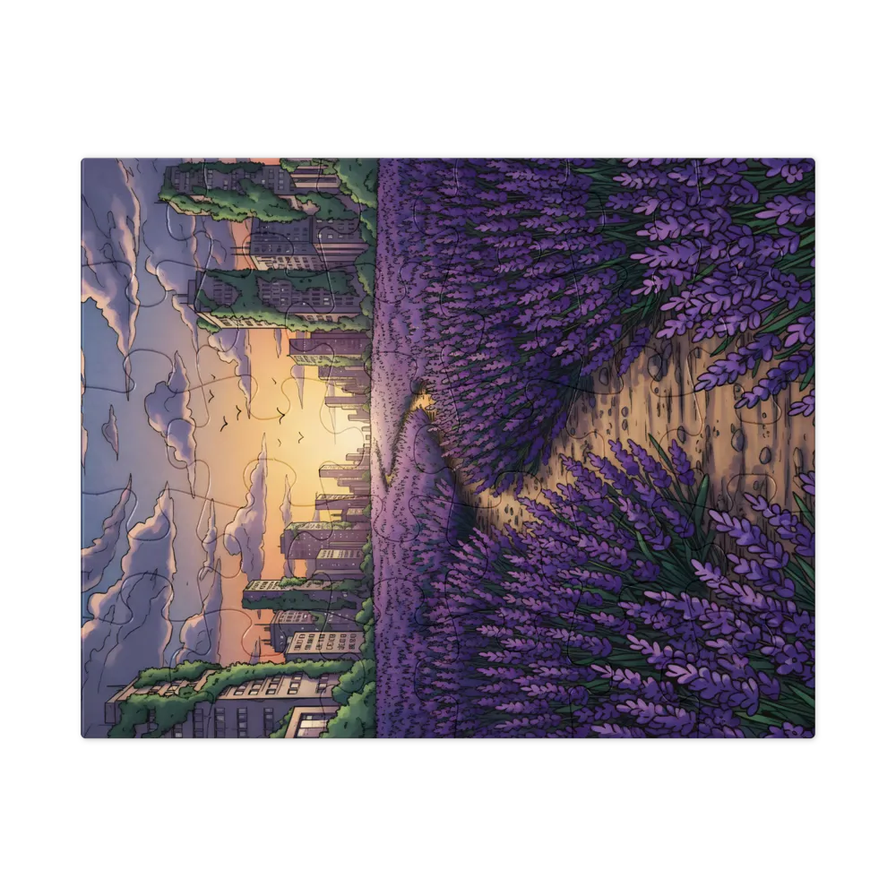 Lavender Path at Dusk 
 Jigsaw Puzzle in Tin Box