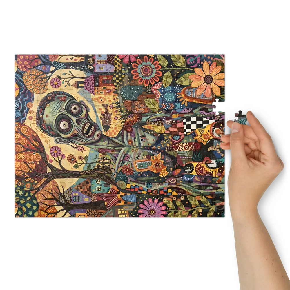 Whimsical Zombie Landscape 
 Jigsaw Puzzle in Tin Box