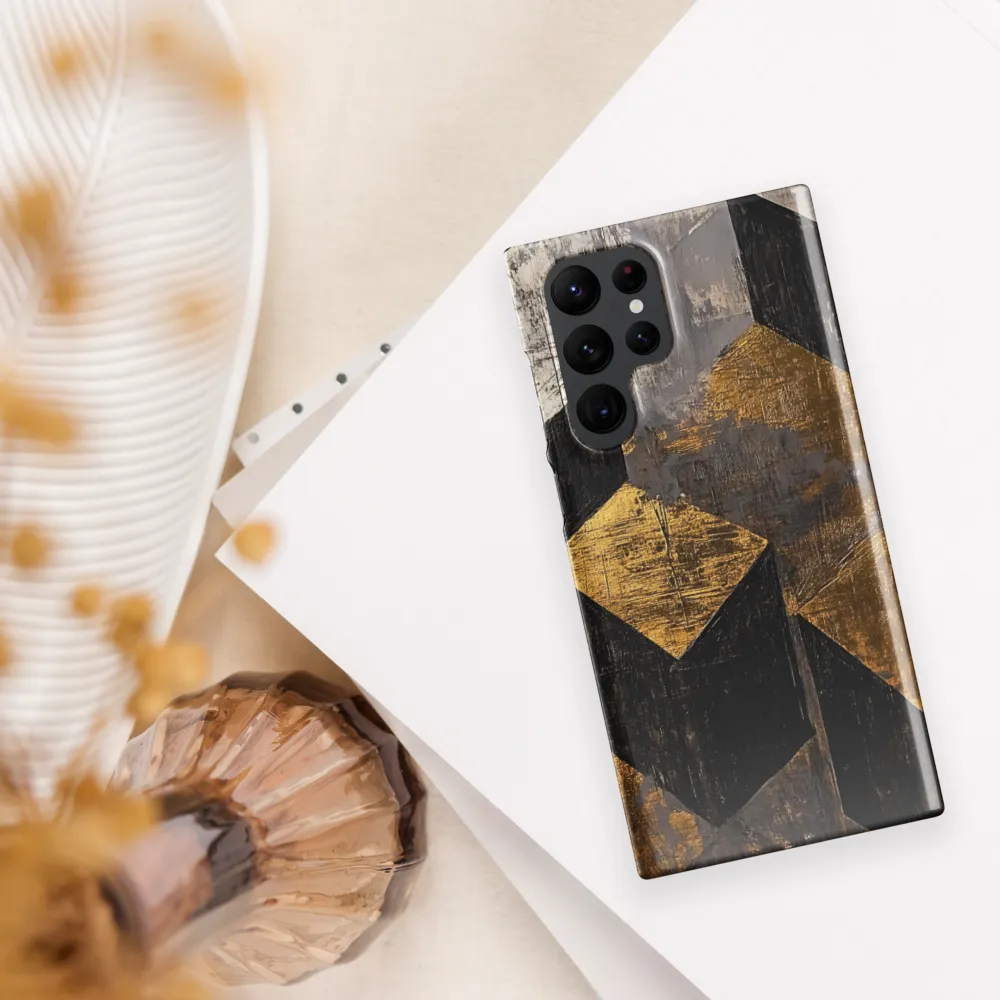 Geometric Harmony in Gold and Black | Phone Case |  S22 Ultra | Snap Case | Glossy