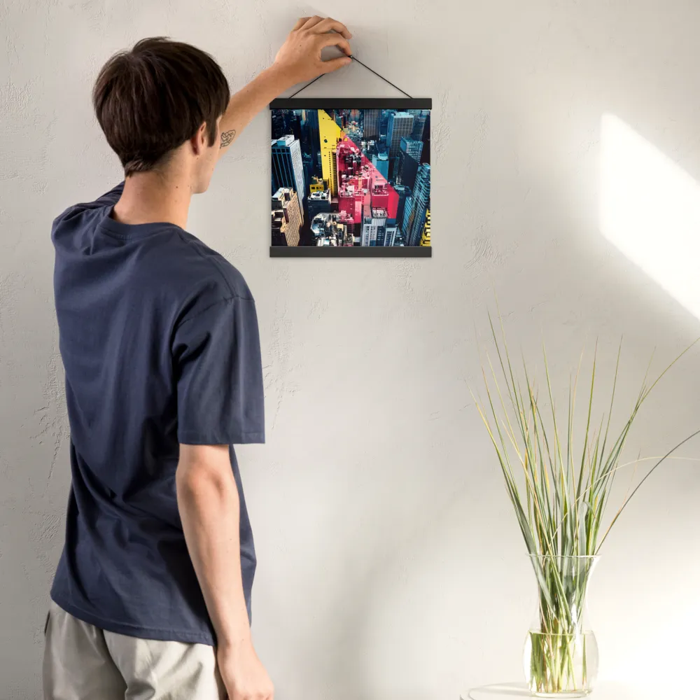 Dynamic Urban Symphony | Poster With Black Wood Hanger | 12″×12″