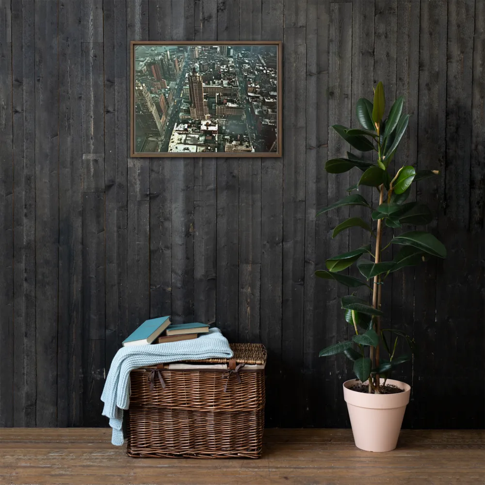 Aerial Symphony of Urban Life | Canvas with Brown Frame | 18″×24″