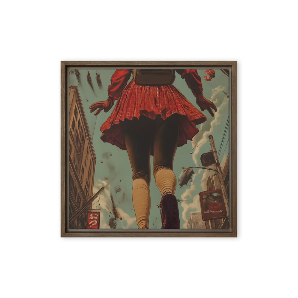 Flight of the Urban Dreamer | Canvas with Brown Frame | 16″×16″