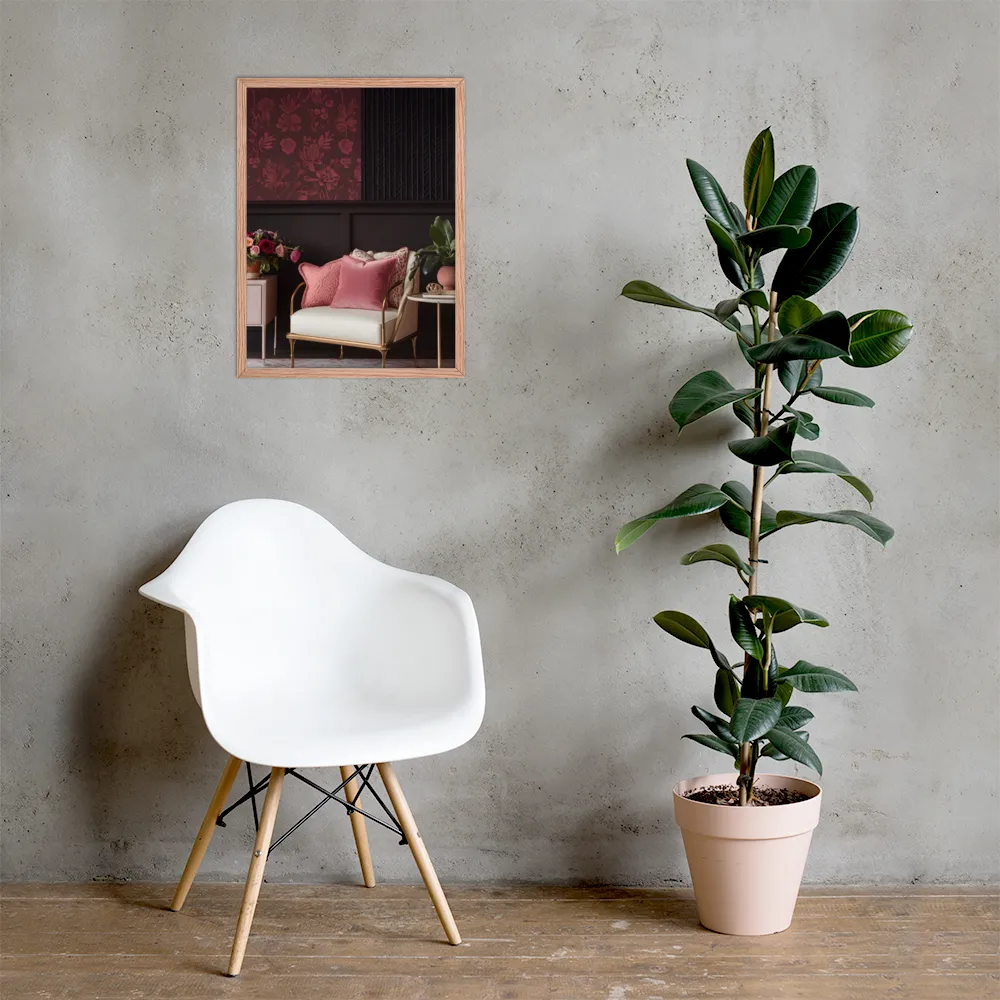 Elegance in Contrast: A Modern Interior Design | Poster with Red oak Frame | 18″×24″